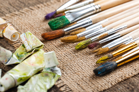 Paints and brushesの写真素材