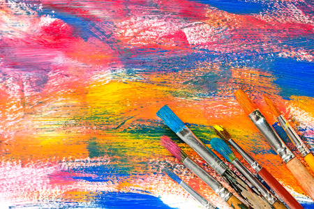 Paints and brushes の写真素材