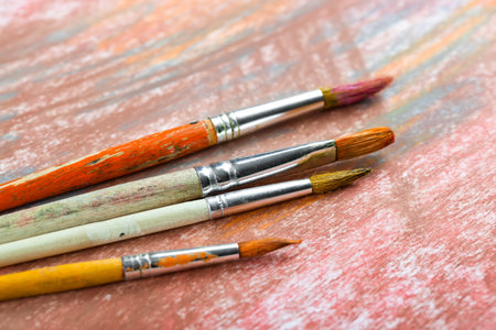 Paints and brushes の写真素材