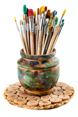 Paints and brushes の写真素材