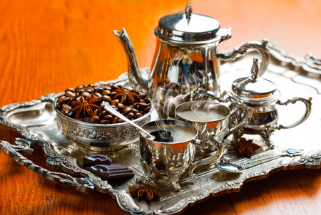 Black coffee in oriental styleの写真素材