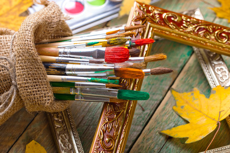 Paints and brushesの写真素材