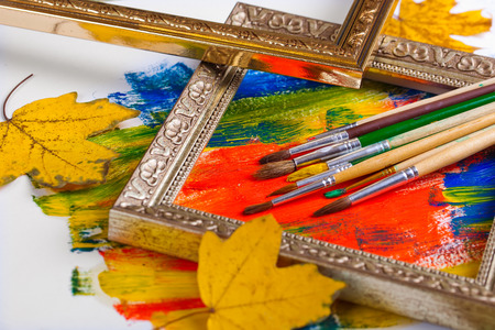 Paints and brushesの写真素材