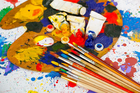 Paints and brushesの写真素材