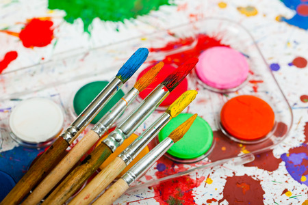 Paints and brushesの写真素材