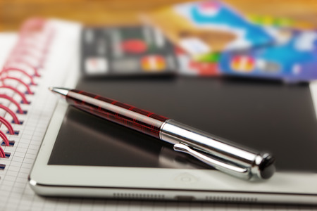 Business Objects office expanded in composition on a tableの写真素材