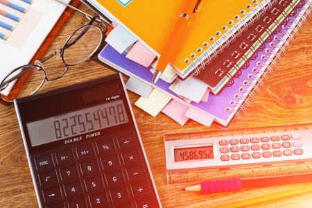 Business Objects office expanded in composition on a tableの写真素材