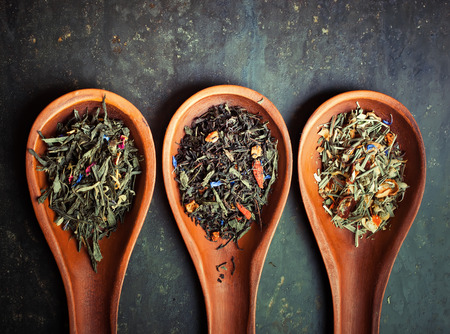 Leaves of tea with herbsの写真素材