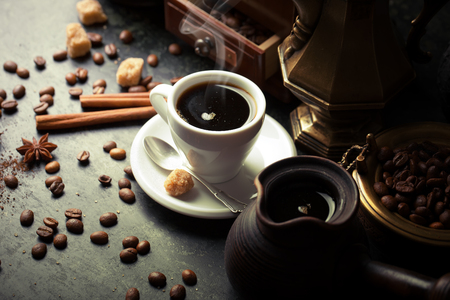 coffee set and coffee beansの写真素材