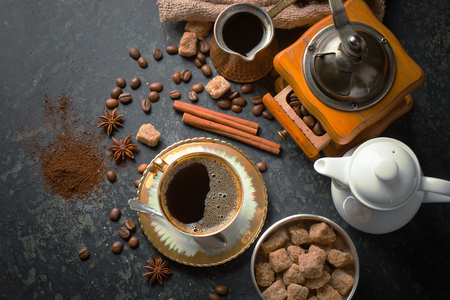 coffee set and coffee beansの写真素材