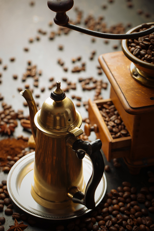 coffee cup set and beansの写真素材
