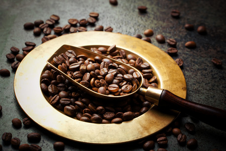 coffee beans on scoopの写真素材