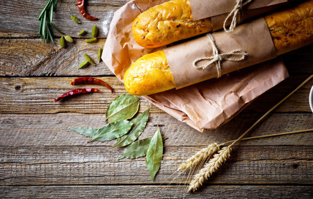 bread in composition with kitchen utensils