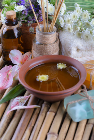 SPA accessories for massage in a composition on a light backgroundの写真素材