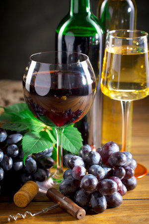 Wine in a glass on an old backgroundの写真素材