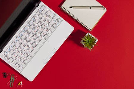 Items for business on bright colors in the office on the table