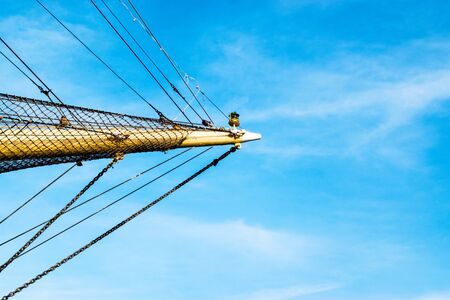 The bow of the ship against the blue sky.の写真素材