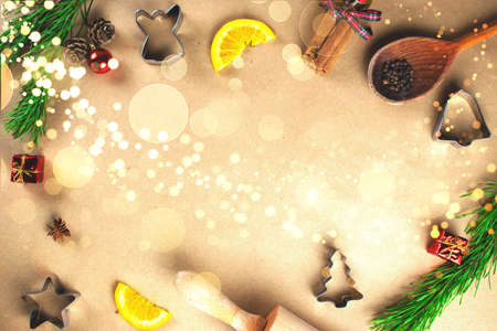 Christmas and new year banner with space for writing. Christmas holiday backgroundの写真素材