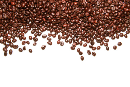 Coffee beans arranged on a white background., isolated on white backgroundの写真素材