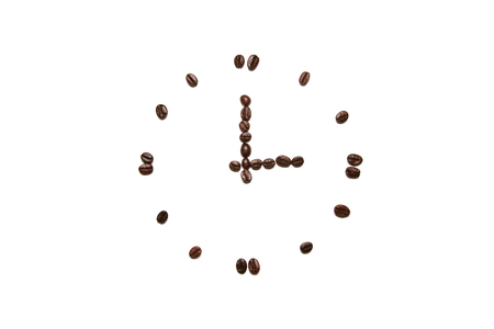 Coffee beans arranged on a white background., isolated on white background, Time fo Coffeeの写真素材