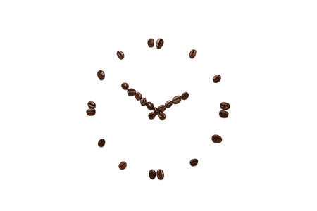Coffee beans arranged on a white background., isolated on white background, Time fo Coffeeの写真素材