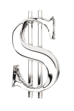 glass dollar sign on white background の写真素材