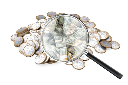 look at your success in businessloupe with money isolated on white  version 2 の写真素材