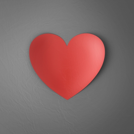 Valentine s greeting card with red paper heart  grey background version の写真素材