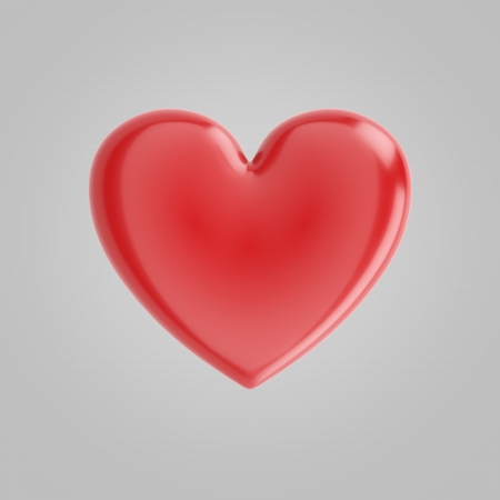 Beautiful Glossy Heart On Grey Background For Valentines Day Greeting Cardの写真素材