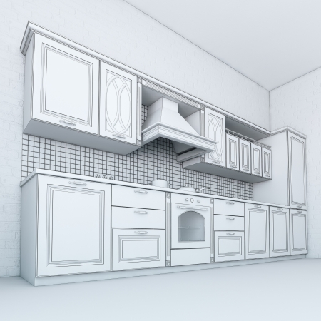 Rough Draft Of Classic Kitchen Cabinet  Third Version の写真素材