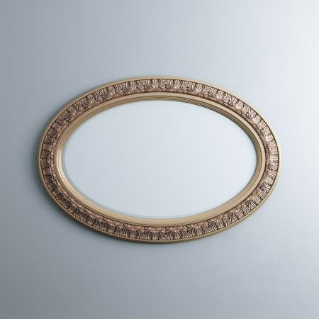 Classic Golden Carved Frame On White Wall  Oval Horizontal Version の写真素材