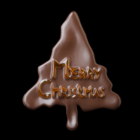 New Year Tree Shaped Chocolate Cookie Merry Christmas Letteringの写真素材