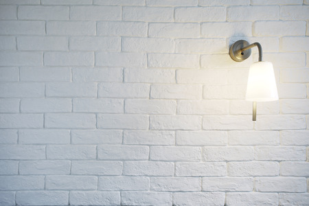 White Misty Brick Wall Background Or Texture With Turn On Braの写真素材