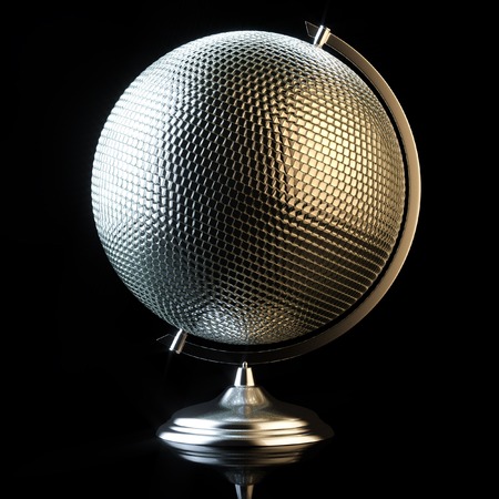 Conceptual picture of disco ball in globe viewの写真素材