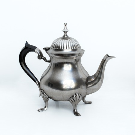 Vintage Metal Coffee Pot On White Backgroundの写真素材