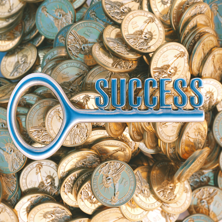 Key to success in business dollar version in top viewの写真素材