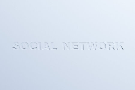 Cut-out paper lettering Social Network for web design. 3d render.