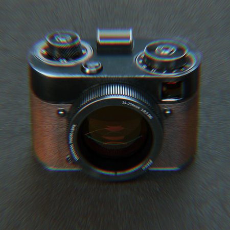 Aberration stylization old vintage photo camera 3d renderの写真素材