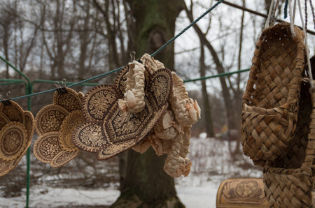Russian folk festival - off winter. Merry festivities with the burning effigy of winter and folk gamesの写真素材