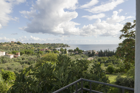 View of the coast of Sicily a good day in Septemberの写真素材