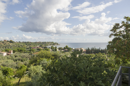 View of the coast of Sicily a good day in Septemberの写真素材