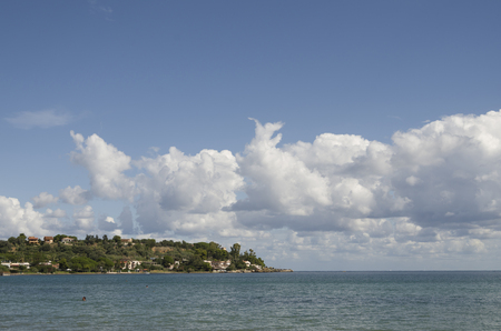 View of the coast of Sicily a good day in Septemberの写真素材