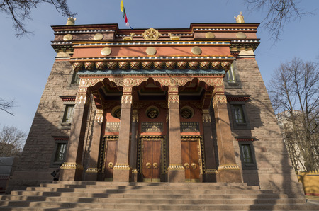 Buddhist temple in St. Petersburg spring sunny dayの写真素材