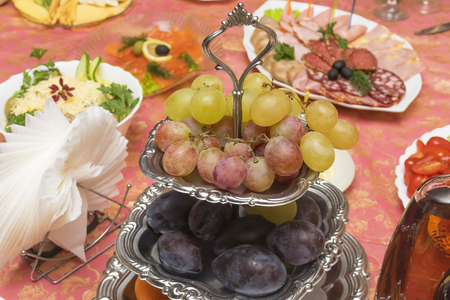 Covered holiday tableの写真素材