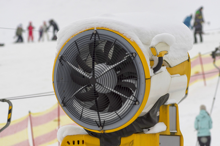 Snow cannon close-upの写真素材