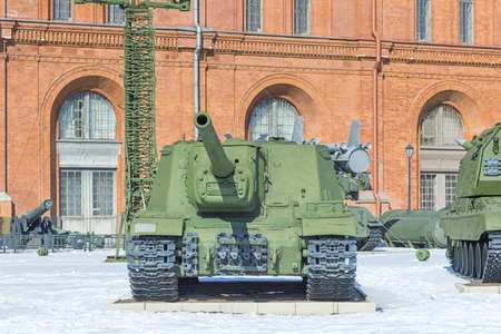 SAINT PETERSBURG, RUSSIA - MARCH 31, 2018: Heavy self-propelled n courtyard Military History Museum of artillery, engineer and signal corps in St. Petersburgのeditorial素材