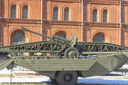SAINT PETERSBURG, RUSSIA - MARCH 31, 2018: Artillery of the Second World War on courtyard of Military History Museum of artillery, engineer and signal corps in St. Petersburgのeditorial素材