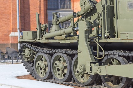 SAINT PETERSBURG, RUSSIA - MARCH 31, 2018: Artillery gun of the Second World War on courtyard of Military History Museum of artillery, engineer and signal corps in St. Petersburgのeditorial素材