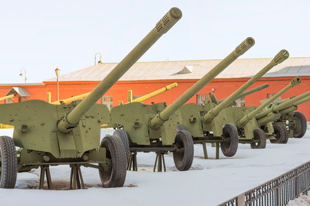 SAINT PETERSBURG, RUSSIA - MARCH 31, 2018: Artillery gun of the on courtyard of Military History...