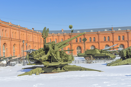 SAINT PETERSBURG, RUSSIA - MARCH 31, 2018: Air Defense on courtyard of Military History Museum of artillery, engineer and signal corps in St. Petersburgのeditorial素材